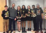 Speech qualifiers, L to R, Hunter Nash, Mathew Martins, Dara Sareda, Keziah Willis, Maggie Franckhauser, Moses Taylor and Josh Leavitt.